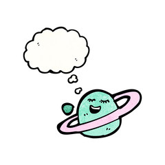cartoon planet with thought bubble