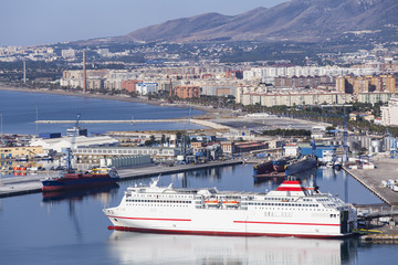 Fototapeta na wymiar Ship at port of Malaga, Spain.