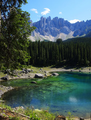 Fototapeta na wymiar Italia,Trentino Alto Adige,Lago di Carezza.