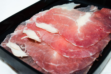 Beef Served on a Plates.  Shabu  traditional Japanese food.