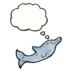 dolphin with thought bubble cartoon