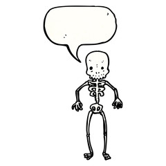 cartoon skeleton with speech bubble