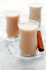 Hot tea with milk and spices