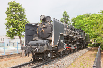 Fototapeta na wymiar Steam locomotive C57 class N26 in Gyoda town, Japan