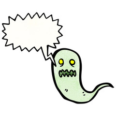 cartoon ghost with speech bubble