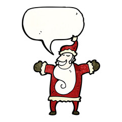 cartoon santa with speech bubble