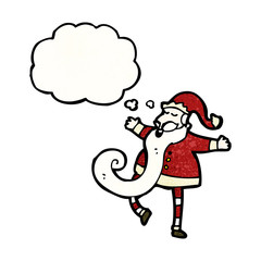 cartoon santa with thought bubble