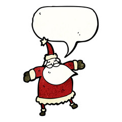 cartoon santa with speech bubble