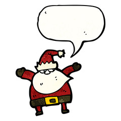 cartoon santa with speech bubble