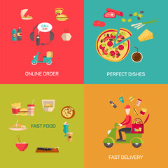 Vector illustration of online food shopping.
