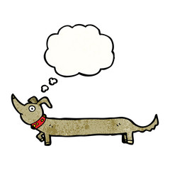 cartoon sausage dog with thougth bubble