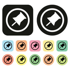 Pin icon. Tool bar icon. Vector