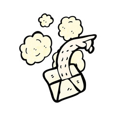 pointing arm in letter cartoon