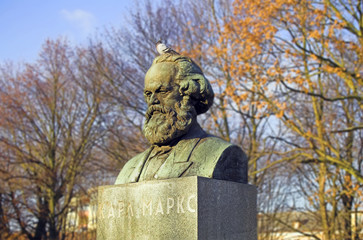 Monument to Karl Marx, the theoretician of the Communist philosophy in Kaliningrad