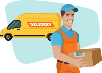 Delivery service. Vector flat cartoon illustration