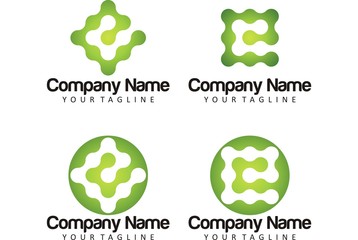 Letter E Logo Technology. Letter E logo.Industrial tech style in a blue round sphere concept.