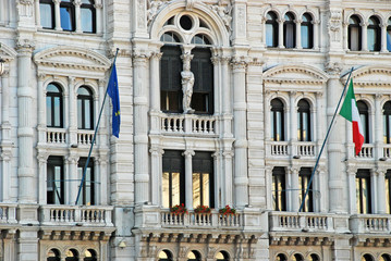 Fototapeta na wymiar Trieste City Hall windows, Italy