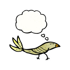cartoon bird with thought bubble