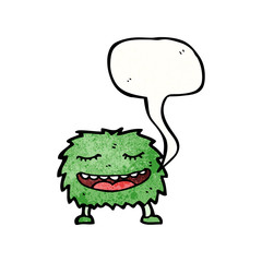 friendly monster with speech bubble