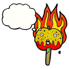 flaming hot toffee apple cartoon