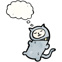 cartoon cat with thought bubble