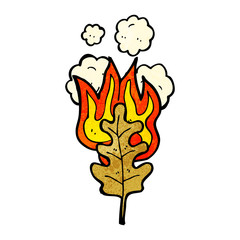 cartoon flaming leaf