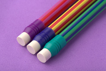 School colored pencil on purple background