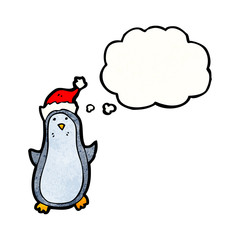 funny penguin with thought bubble