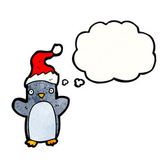 funny penguin with thought bubble