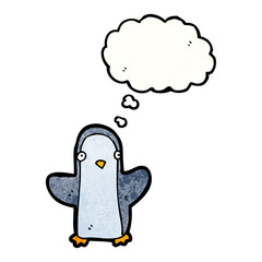 funny penguin with thought bubble