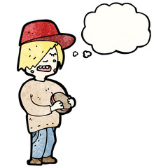 cartoon boy eating junk food