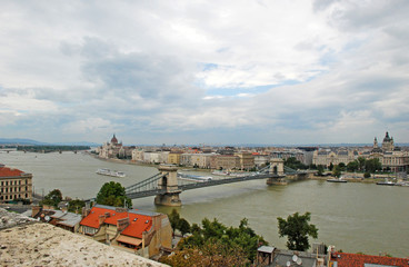 Fototapeta na wymiar Landscape of the Hungarian Parliament on the Bank of river Danube