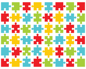 Illustration of colorful shiny puzzle, separate pieces