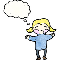 happy blond cartoon girl