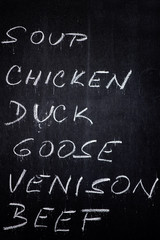 Restaurant Advertising Blackboard with Food and Drink List in Ch