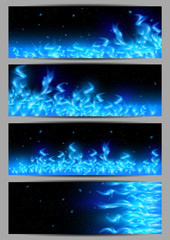 Blue flame banners