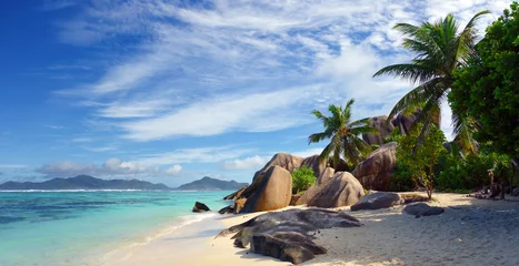 Türaufkleber Tropischer Strand Plage des Seychelles