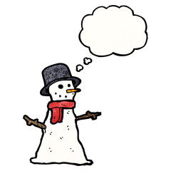cartoon snowman in top hat