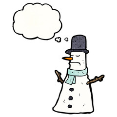 cartoon snowman in top hat