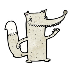 cartoon wolf waving
