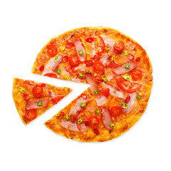 Delicious pizza with red and green hot chili peppers