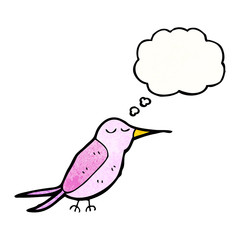 cartoon hummingbird with thought bubble