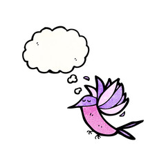 cartoon hummingbird with thought bubble