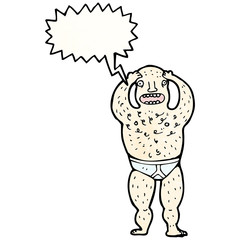 cartoon naked man with speech bubble