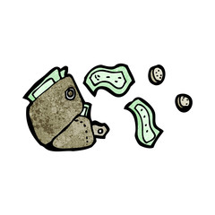 cartoon wallet spilling money