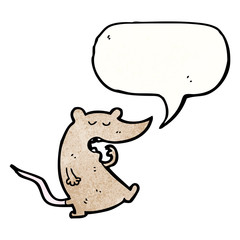 cartoon tired mouse with speech bubble