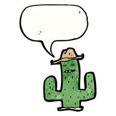 cartoon cactus with speech bubble