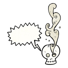 spooky smoking skull cartoon