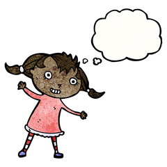 cartoon girl with thought bubble