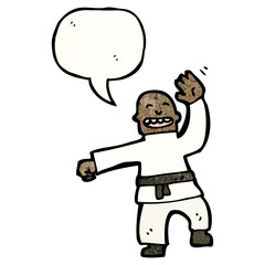 cartoon man performing a karate chop